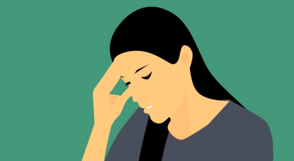 Illustration of a disappointed woman rubbing her forehead